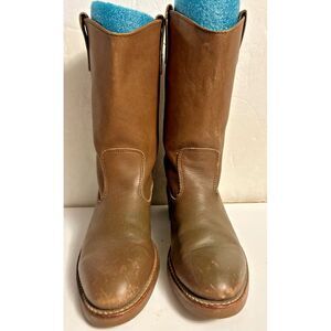 Double HH Boots womens 6 Western Cowboy Ranch  Oil Resistant USA Brown Steel Toe